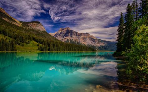 Download wallpapers Emerald Lake, Mountain Lake, Rocky Mountains, Canada, British Columbia, Yoho ...