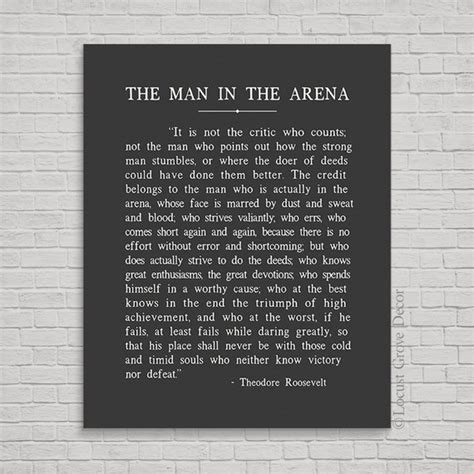 The Man In The Arena Metal Print Theodore Roosevelt Quote | Etsy