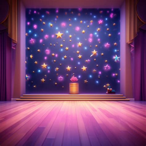 Premium AI Image | a cartoon stage with a curtain and a box with a gift generative ai