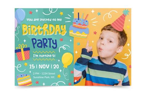 [ai] Happy birthday invitation template Free Vector – Pikoff