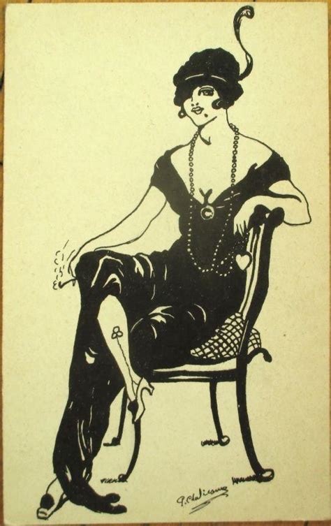 Art Deco Woman Smoking Cigarette - 1920 Artist-Signed Postcard ...