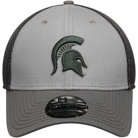 Men's New Era Gray Michigan State Spartans Grayed Out Neo 39THIRTY Flex ...