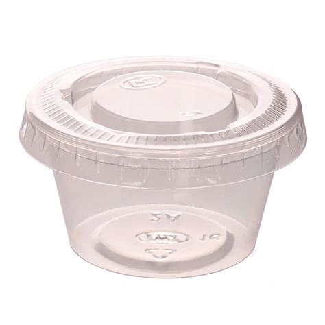 Zicome 2-Ounce Plastic Disposable Portion Cups Souffle Cups with Lids ...