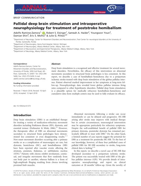 (PDF) Pallidal deep brain stimulation and intraoperative neurophysiology for treatment of ...