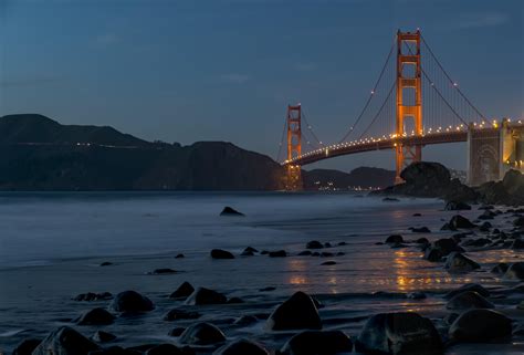 Wallpaper : ocean, bridge, reflection, water, lights, golden, Nikon ...