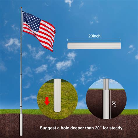 20' 25' FT Flag Pole Aluminum Flagpole Kit 3x5' American US Flag Fly Outdoor | eBay
