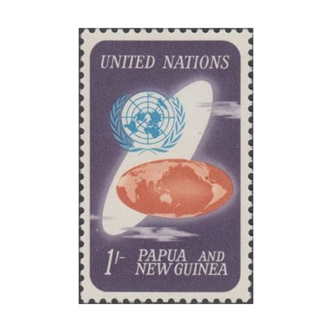 United Nations Emblem and Globe - Melanesia / Papua and New Guinea / Papua New Guinea 1965 - 1 ...