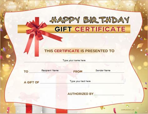 Happy Birthday Gift Certificate