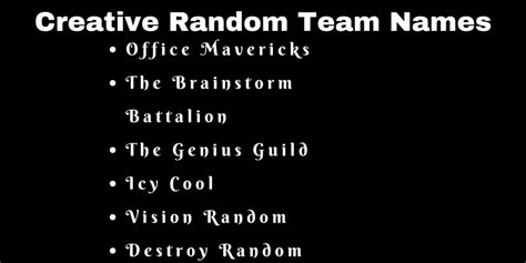 750 Cool Random Team Names Ideas and Suggestions