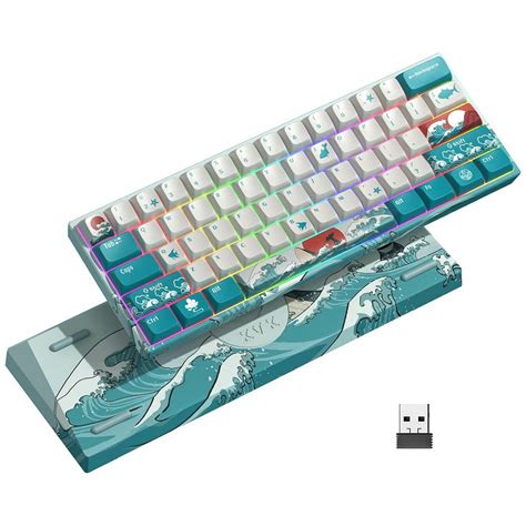 Buy XVX M61 60% Mechanical Gaming Keyboard Coral Sea Theme, Wireless Rechargeable, RGB Backlit ...