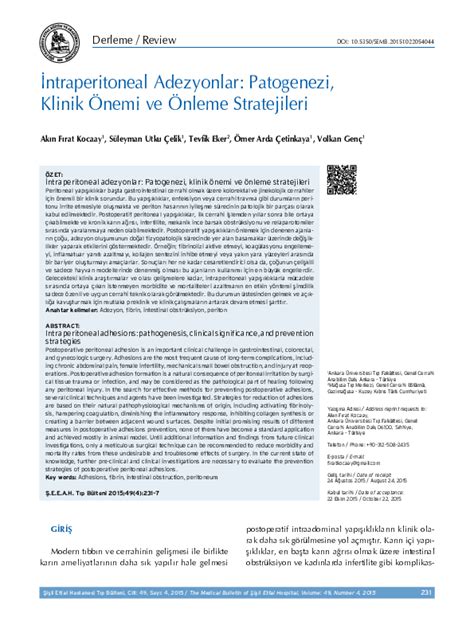 (PDF) Intraperitoneal adhesions: pathogenesis, clinical significance, and prevention strategies ...