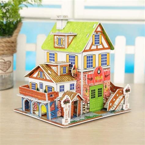 3D Puzzle Model Building Cartoon House Paper Puzzle Kids Handmade Crafts Early Education Toys