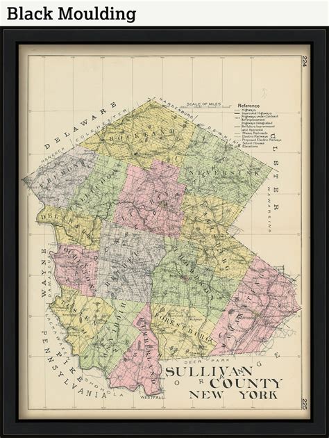 SULLIVAN County New York 1912 Map Replica or GENUINE - Etsy