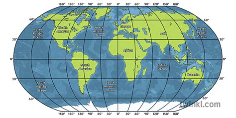 world map prime meridian ver 1 Illustration - Twinkl