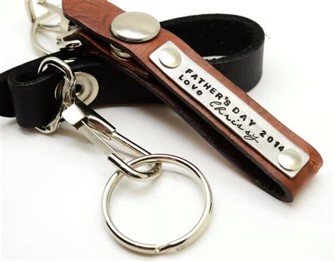 Personalized Leather Key Chain Men's Keychain Gift for