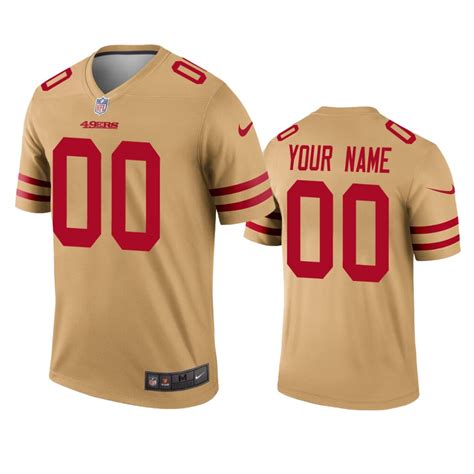 San Francisco 49ers Custom Gold Inverted Legend Jersey - Bluefink