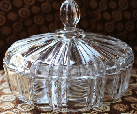 Vintage Glass Covered Candy Dish Anchor Hocking / Fire King