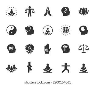 Vector Set Meditation Flat Icons Contains Stock Vector (Royalty Free ...