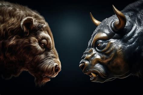 Premium AI Image | Market Battle Bull vs Bear Financial Competition and ...