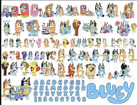 Bluey Png-svg Bundle Design Font Bluey Birthday Png Bluey - Etsy