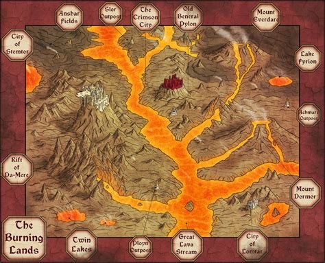 The Burning Lands by Sapiento.deviantart.com on @DeviantArt | Fantasy map, Burns, Freelance artist