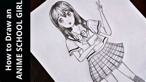 HOW TO DRAW AN ANIME SCHOOL GIRL (FOR BEGINNERS) - YouTube