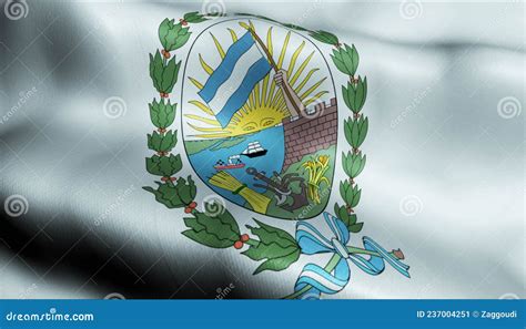 3D Waving Argentina City Flag of Rosario Closeup View Stock Illustration - Illustration of ...