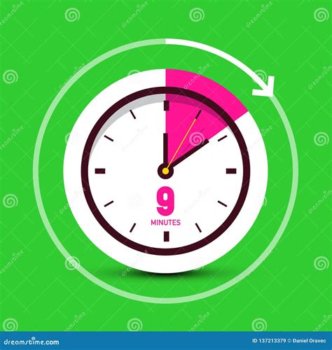 9 Nine Minutes Time Symbol Clock Icon Stock Vector - Illustration of watch, concept: 137213379