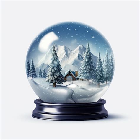 Premium Photo | Crystal ball snow globe on white background