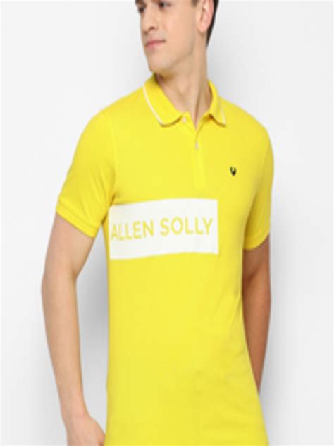 Buy Allen Solly Men Yellow & White Brand Logo Printed T Shirt - Tshirts ...