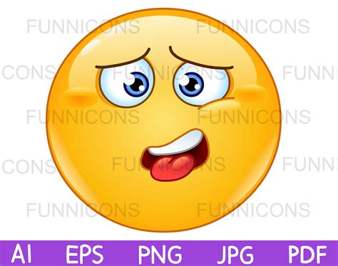 Clipart cartoon of emoji emoticon drained, exhausted, or tired ...