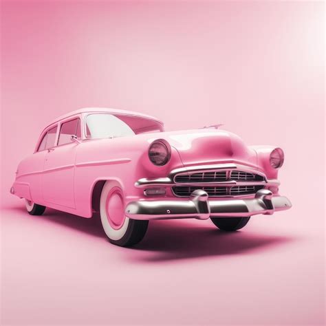 Premium AI Image | Barbie's pink classic car in the movie low angle shot Generative ai