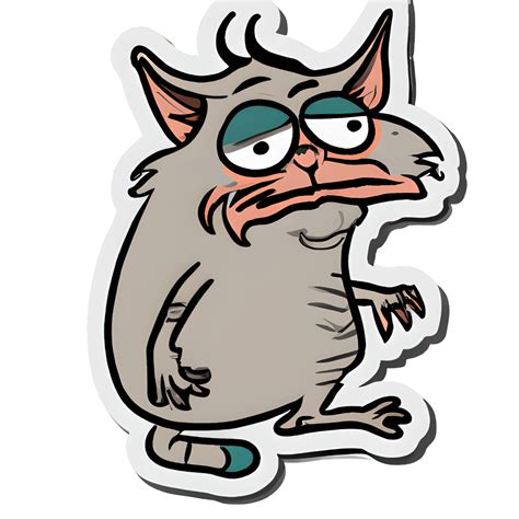 Sticker of an Ugly Cartoon Cat · Creative Fabrica