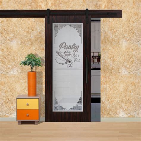 Pantry Barn Door with Glass Panel in 8 Different Frosted Design ...