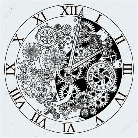 Watch Parts, Clock Mechanism With Cogwheels Vector Illustrations Royalty Free Cliparts, Vectors ...