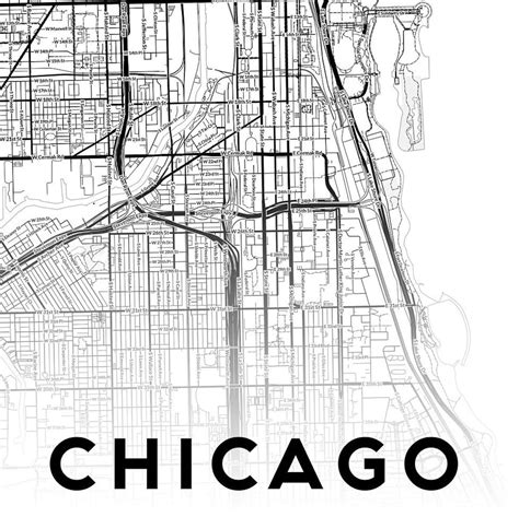 Chicago Map Print Chicago Map Gift Chicago Map Wall Art - Etsy