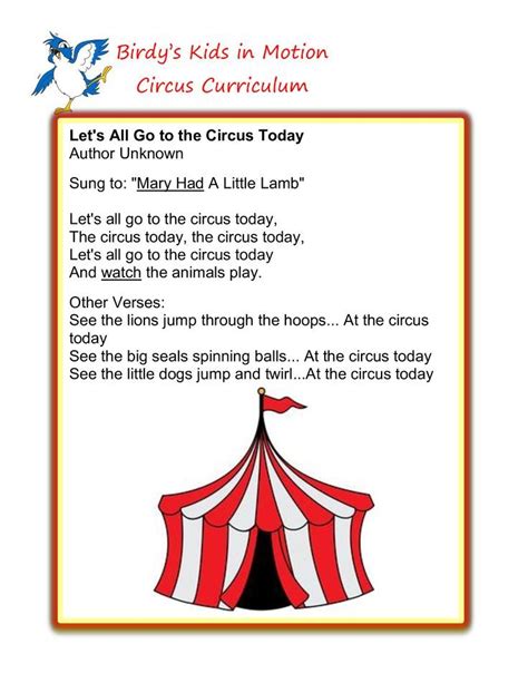 Let's All Go to the Circus Today Song #BirdysKids #ToddlerCreativeMovement | Preschool songs ...