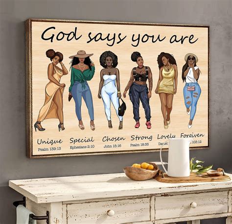 Black Women Canvas Art God Says You Are Poster Print African | Etsy