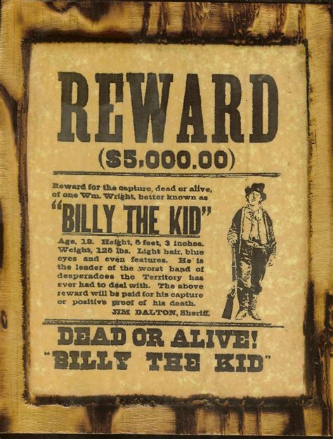 Billy the Kid Wanted Poster Wooden Plaque - Etsy