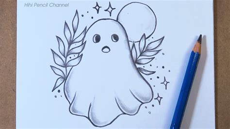 How to Draw Cute Ghost | Halloween tattoo design | Pencil drawing - YouTube