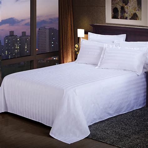 White Bedding Sheet Home Hotel Decor Solid Color Flat Sheets Combed ...