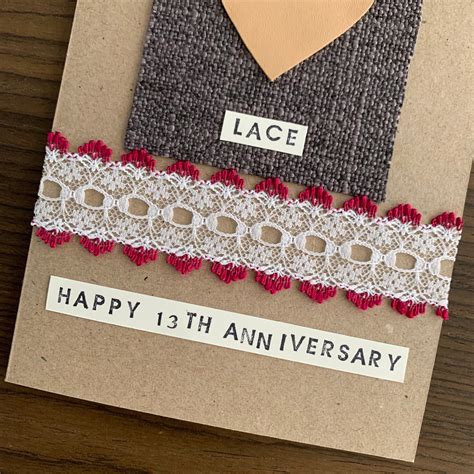 13th Anniversary Card Lace Anniversary Card Gift for Husband | Etsy