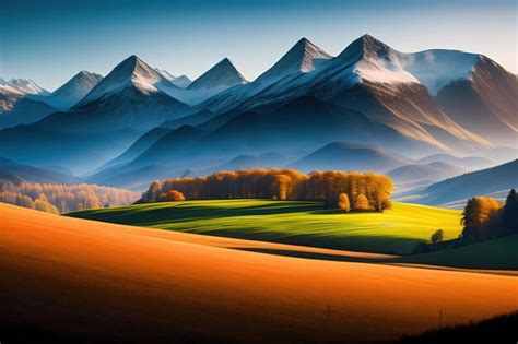 Premium AI Image | Landscape panorama with mountains