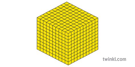 Numeracy Maths Blocks 1000 Dienes Yellow Illustration - Twinkl