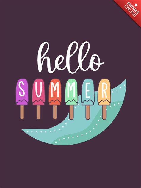 Hello Summer Ice-Cream T-shirt Template Design | Free Design Template