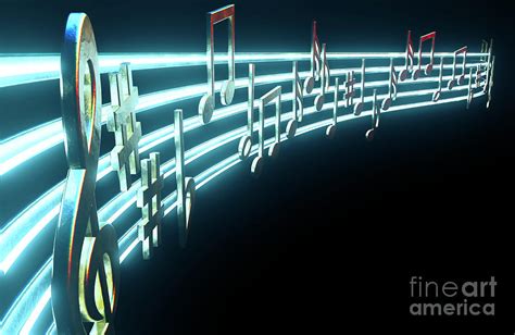 Gold Music Notes On Neon Lines Digital Art by Allan Swart - Fine Art ...