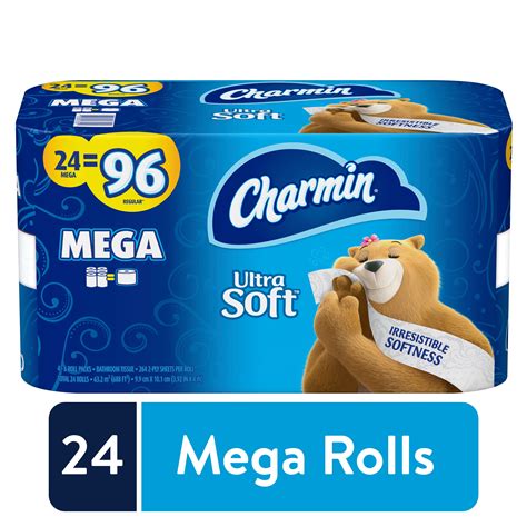 Charmin Ultra Soft Toilet Paper, 24 Mega Rolls, 264 Sheets per Roll ...