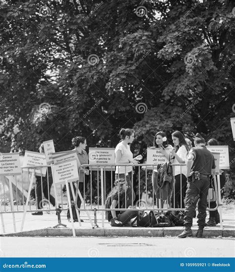 People Protesting at European Court of Human Rights ECHR during ...