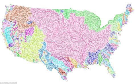 The veins of America: Stunning map shows every river basin in the US ...