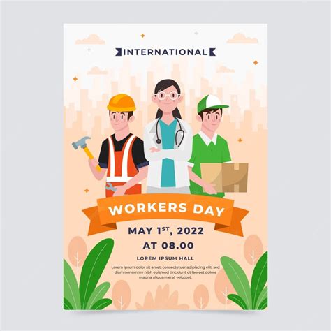 Free Vector | Flat international workers day poster template